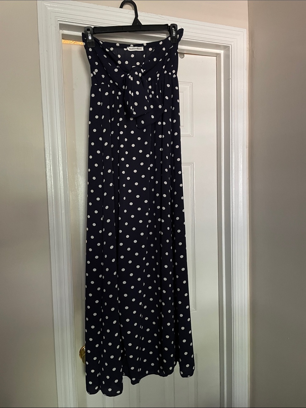 Newbury Kustom Navy Blue Polka Dot Maxi Dress